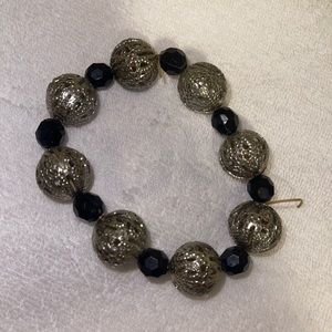 Silver and black bracelet